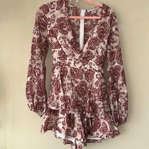 Maroon and white romper